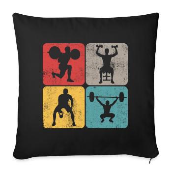 Squat Barbell Dumbbell Fitness Training Gym - Sofa pillowcase 17,3'' x 17,3'' (45 x 45 cm) - black - Front