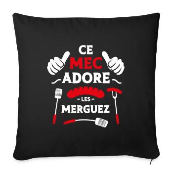 Ce mec adore les merguez - Housse de coussin décorative 45 x 45 cm - noir - Devant