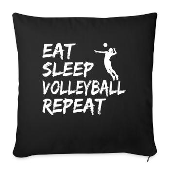 eat sleep volleyball repeat - Sofa pillowcase 17,3'' x 17,3'' (45 x 45 cm) - black - Front