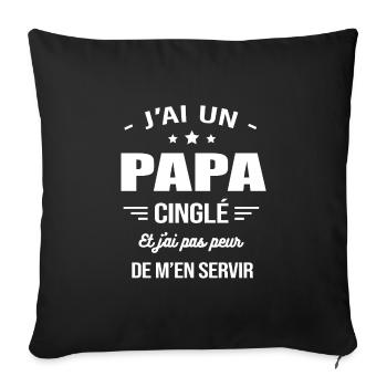 J'AI UN PAPA CINGLÉ - Housse de coussin décorative 45 x 45 cm - noir - Devant