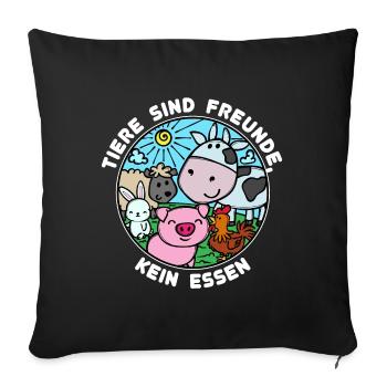 Schwein Kuh Vegan Statement Tierlieb - Sofakissenbezug 45 x 45 cm - Schwarz - Vorne