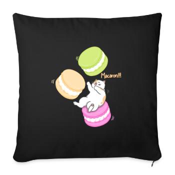 Cat and Macaron - Sofa pillowcase 17,3'' x 17,3'' (45 x 45 cm) - black - Front