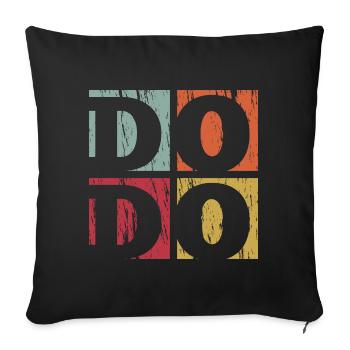 vintage retro used look Dodo Laufvogel - Sofakissenbezug 45 x 45 cm - Schwarz - Vorne