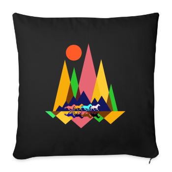 Animaux chevaux - Housse de coussin décorative 45 x 45 cm - noir - Devant