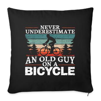 Never Underestimate An Old Man On A Bicycle Men - Sofa pillowcase 17,3'' x 17,3'' (45 x 45 cm) - black - Front