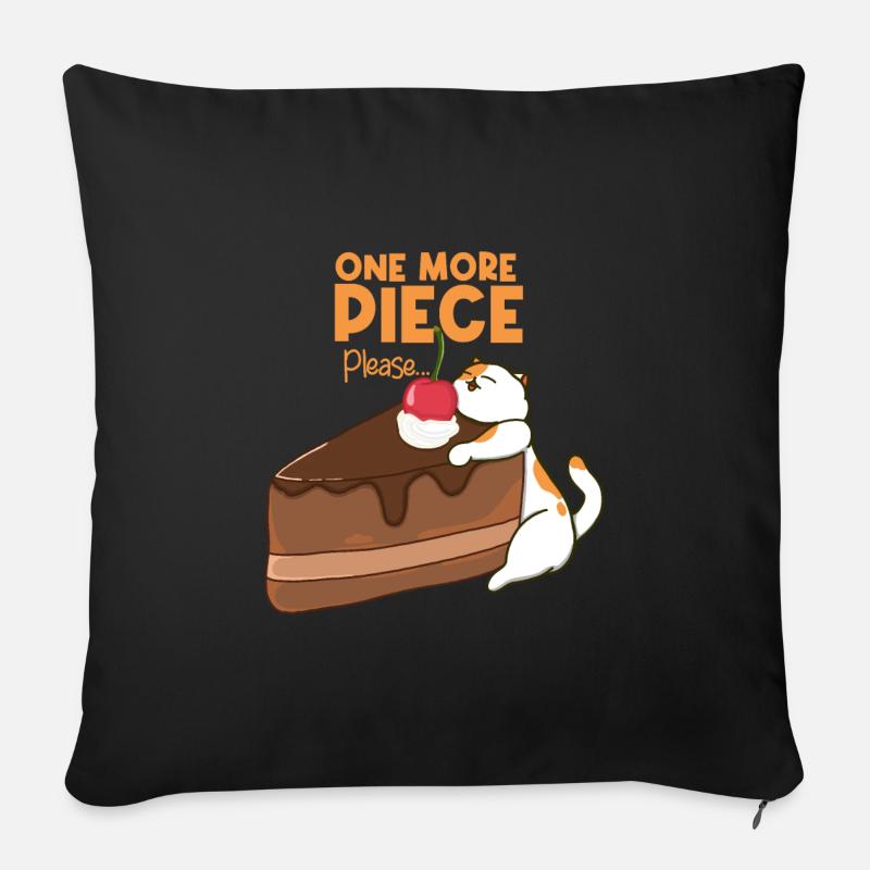 Cat and Chocolate Cake - Sofa pillowcase 17,3'' x 17,3'' (45 x 45 cm) - black