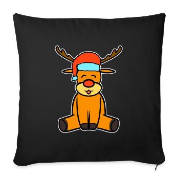 Weihnachten Rudolf Rentier - Sofakissenbezug 45 x 45 cm - Schwarz - Vorne