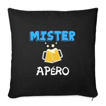 Mister apéro cadeau humour drôle - Housse de coussin décorative 45 x 45 cm - noir - Devant