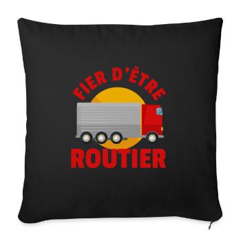 Fier d´être Chauffeur Routier Cadeau - Housse de coussin décorative 45 x 45 cm - noir - Devant