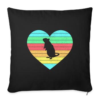 Mouse heart design with rainbow / gift - Sofa pillowcase 17,3'' x 17,3'' (45 x 45 cm) - black - Front
