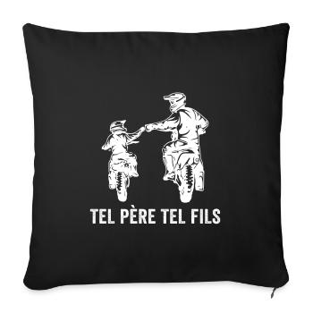 Tel père tel fils motards cadeau motard - Housse de coussin décorative 45 x 45 cm - noir - Devant