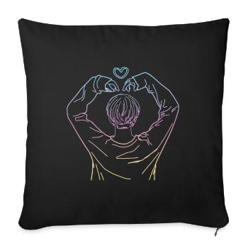 Coeur kpop koreapop KPOP idée cadeau - Housse de coussin décorative 45 x 45 cm - noir - Devant