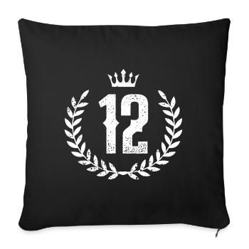 12 Nombre de couronne - Housse de coussin décorative 45 x 45 cm - noir - Devant