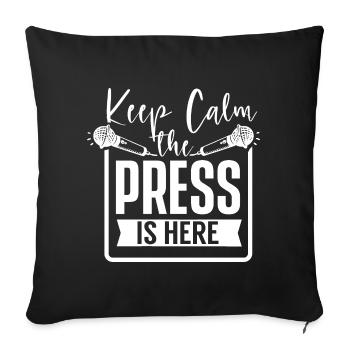 Gardez votre calme, la presse est là Reporter Media - Housse de coussin décorative 45 x 45 cm - noir - Devant