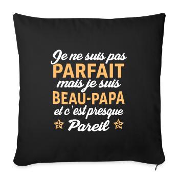 je suis un beau papa cadeau beau père - Housse de coussin décorative 45 x 45 cm - noir - Devant