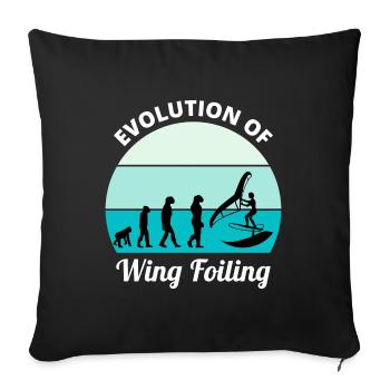 Wing Foiling Evolution Lustig - Sofakissenbezug 45 x 45 cm - Schwarz - Vorne