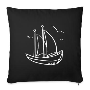 sailing boat sketch - Sofa pillowcase 17,3'' x 17,3'' (45 x 45 cm) - black - Front