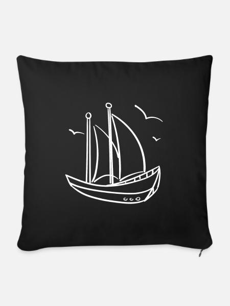 Segelboot skizzen - Sofakissenbezug 45 x 45 cm - Schwarz
