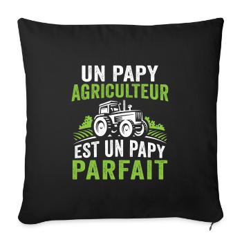 Un papy agriculteur est un papy parfait - Housse de coussin décorative 45 x 45 cm - noir - Devant