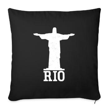 Rio De Janeiro Christo Jesus Statue - Sofa pillowcase 17,3'' x 17,3'' (45 x 45 cm) - black - Front