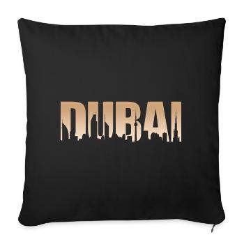 Dubai Typografie Skyline Stadt Metropole Urlaub - Sofakissenbezug 45 x 45 cm - Schwarz - Vorne
