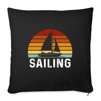 retro sailing captain sail t-shirt sailboat - Sofa pillowcase 17,3'' x 17,3'' (45 x 45 cm) - black - Front