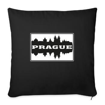 Prague Tchéquie Voyage Souvenir Skyline Silhouette - Housse de coussin décorative 45 x 45 cm - noir - Devant