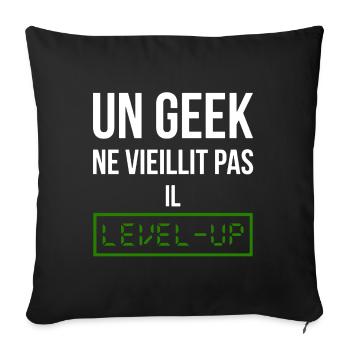 Geek Level (vert) - Housse de coussin décorative 45 x 45 cm - noir - Devant