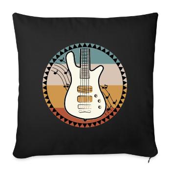 Basse guitare guitare électrique musique - Housse de coussin décorative 45 x 45 cm - noir - Devant