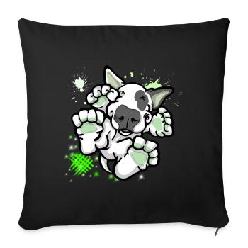 Bullterrier Bounce Green - Sofa pillowcase 17,3'' x 17,3'' (45 x 45 cm) - black - Front