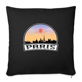 Paris France Skyline Vintage Sunset Travel Souveni - Housse de coussin décorative 45 x 45 cm - noir - Devant