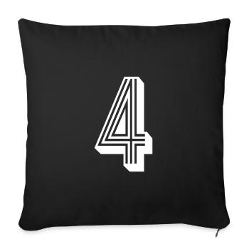 4 ans numéro maillot 4 - Housse de coussin décorative 45 x 45 cm - noir - Devant