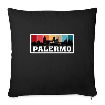 Palermo Italy Travel Souvenir Skyline Silhouette I - Sofa pillowcase 17,3'' x 17,3'' (45 x 45 cm) - black - Front