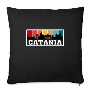 Catane Italie Voyage Souvenir Skyline Silhouette I - Housse de coussin décorative 45 x 45 cm - noir - Devant