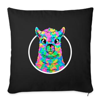 Rainbow Llama Head Alpaca Head - Sofa pillowcase 17,3'' x 17,3'' (45 x 45 cm) - black - Front
