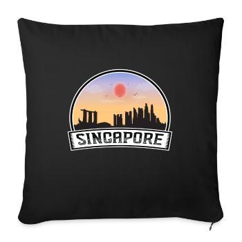 Singapour Singapour Skyline Vintage Sunset Voyage - Housse de coussin décorative 45 x 45 cm - noir - Devant