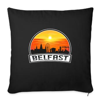 Belfast Irlande du Nord Skyline Vintage Sunset Tr - Housse de coussin décorative 45 x 45 cm - noir - Devant