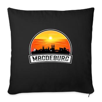 Magdebourg Allemagne Skyline Vintage Sunset Voyage Donc - Housse de coussin décorative 45 x 45 cm - noir - Devant