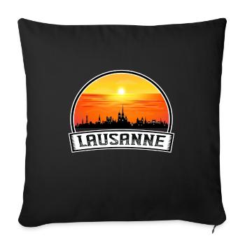 Lausanne Suisse Skyline Vintage Sunset Voyage - Housse de coussin décorative 45 x 45 cm - noir - Devant