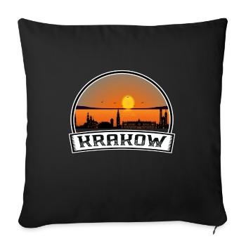 Cracovie Pologne Skyline Vintage Sunset Voyage Souven - Housse de coussin décorative 45 x 45 cm - noir - Devant