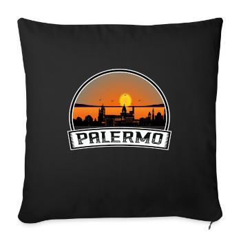 Palermo Italy Skyline Vintage Sunset Travel Souven - Sofa pillowcase 17,3'' x 17,3'' (45 x 45 cm) - black - Front