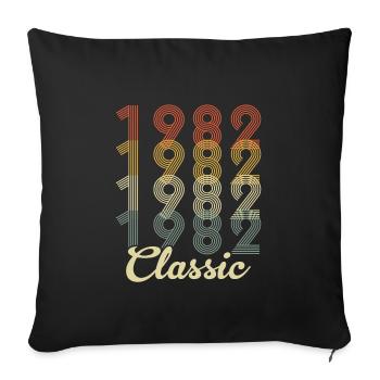 classic 1982 made in 1982 - Housse de coussin décorative 45 x 45 cm - noir - Devant