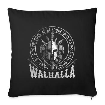Valhalla Odin Viking Motif - Housse de coussin décorative 45 x 45 cm - noir - Devant