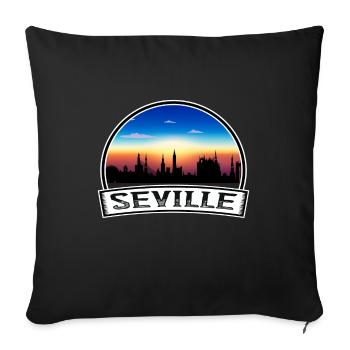 Sevilla Spanien Skyline Vintage Sonnenuntergang Reise Souven - Sofakissenbezug 45 x 45 cm - Schwarz - Vorne