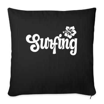 Cadeau de surf fille surfeur surf surf - Housse de coussin décorative 45 x 45 cm - noir - Devant