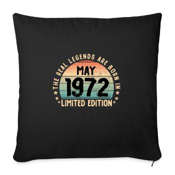 Né en 1972 Tee Vintage Légende Né en Mai - Housse de coussin décorative 45 x 45 cm - noir - Devant