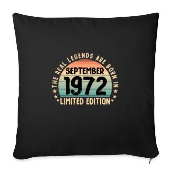 Né en 1972 Tee Vintage Legend Né en septembre - Housse de coussin décorative 45 x 45 cm - noir - Devant