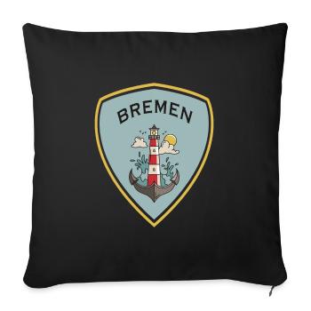 Bremen Lighthouse Crest Design - Sofa pillowcase 17,3'' x 17,3'' (45 x 45 cm) - black - Front