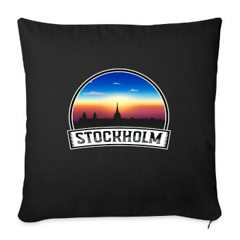 Stockholm Schweden Skyline Vintage Sonnenuntergang Reise Sou - Sofakissenbezug 45 x 45 cm - Schwarz - Vorne