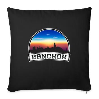 Bangkok Thaïlande Skyline Vintage Sunset Travel Sou - Housse de coussin décorative 45 x 45 cm - noir - Devant